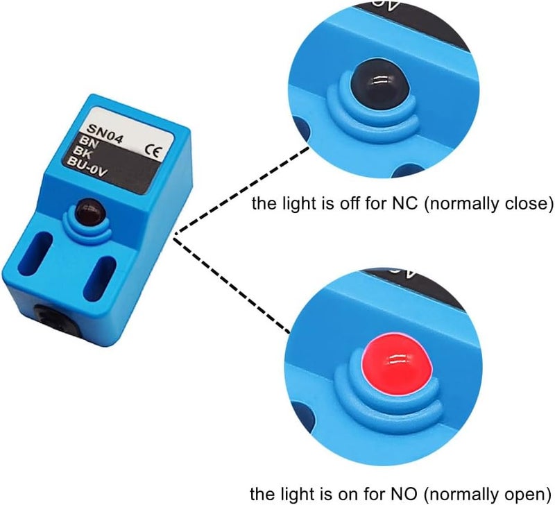 Haldzemo SN04-N2 NPN NC Inductive Proximity Sensor Normally Close Detection Approach Switch with SN Bracket (Blue, 2 Pack) - Image 4